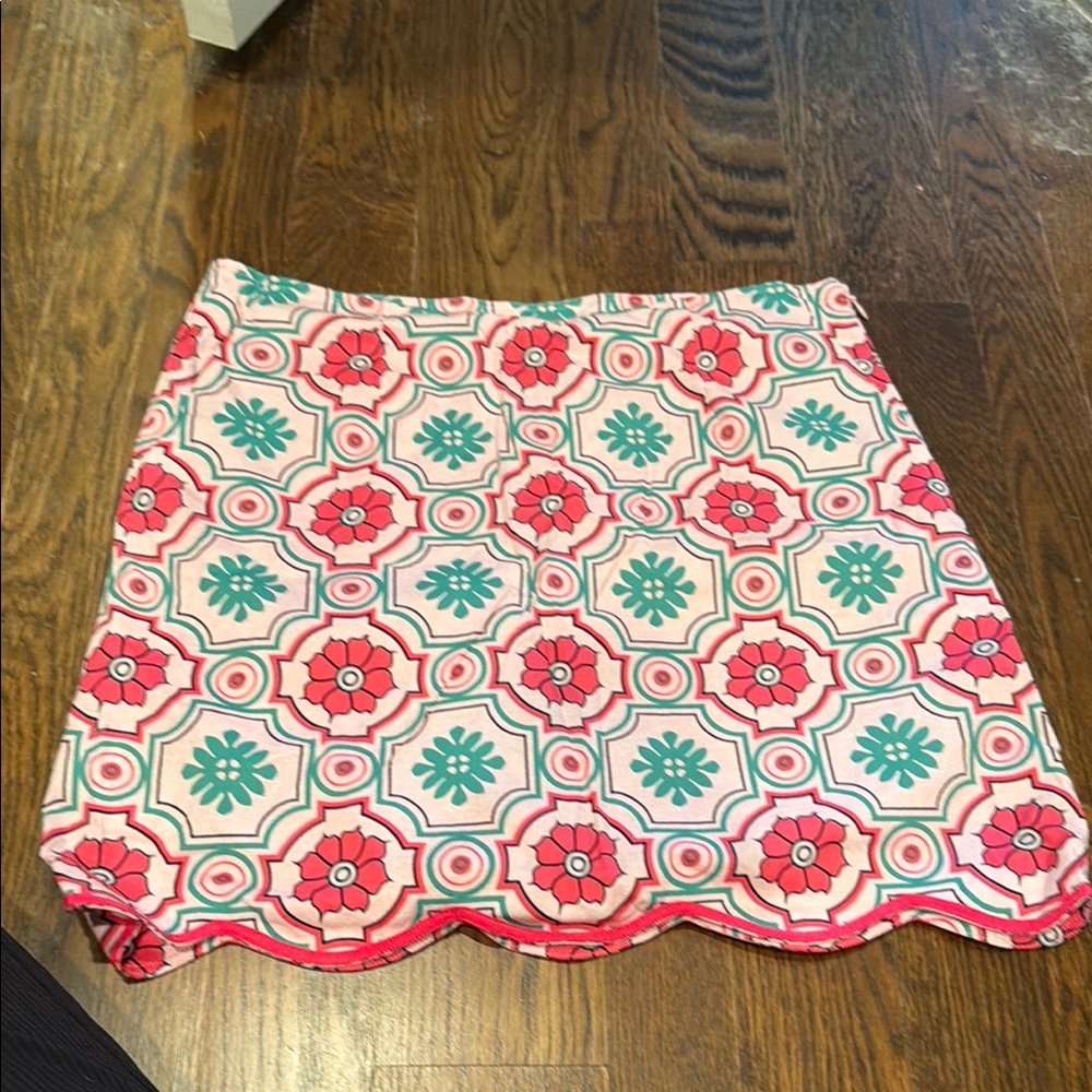 Vibrant Geometric Pink and Green Mini Skirt